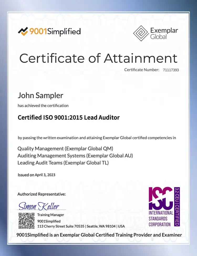 9001Simplified Professional Certification