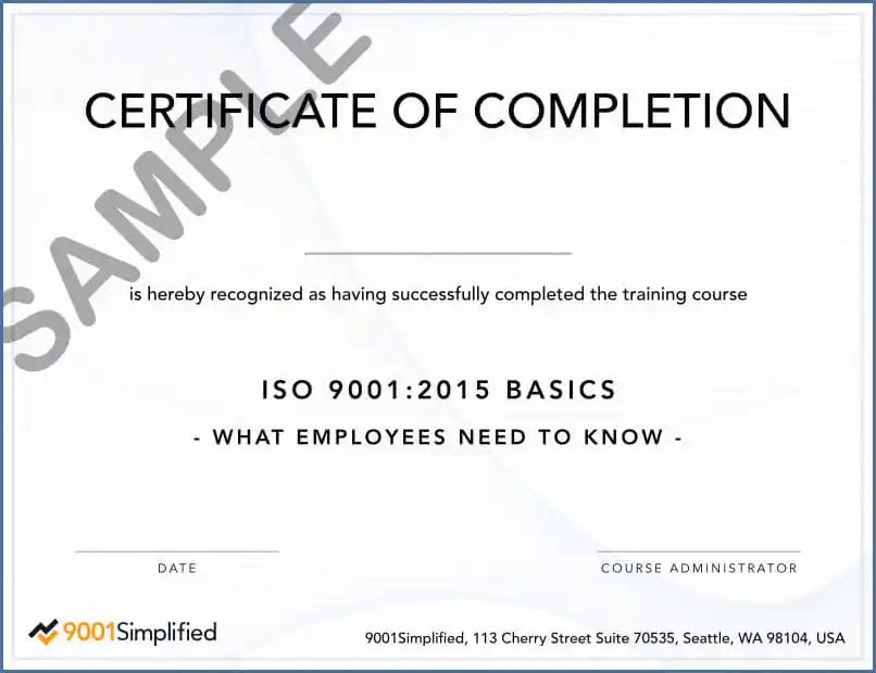 Certificate: ISO 9001:2015 Basics (DVD Version)