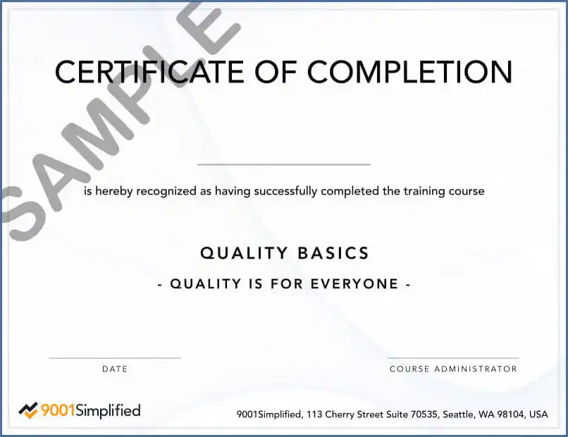Certificate: Quality Basics (DVD Version)