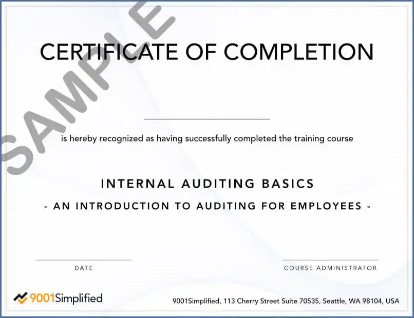 Certificate: Internal Auditing Basics (DVD Version)