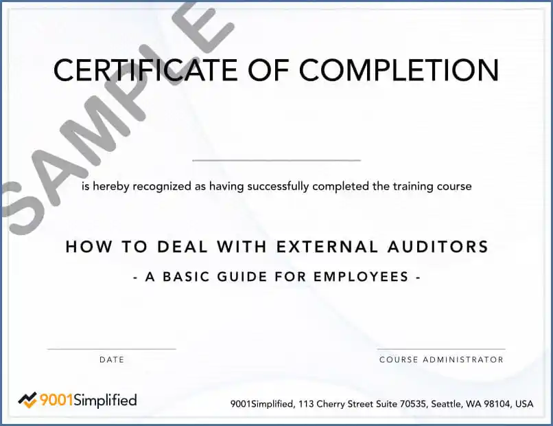 Certificate: How To Deal With External Auditors (DVD Version)