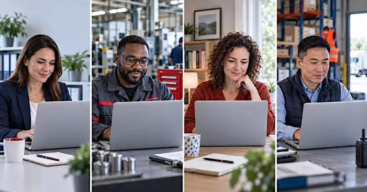 Employees completing self-paced ISO 9001 online training individually